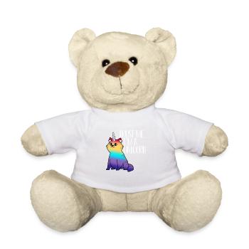 Katze Einhorn Geschenk - Teddy - Weiß - Vorne