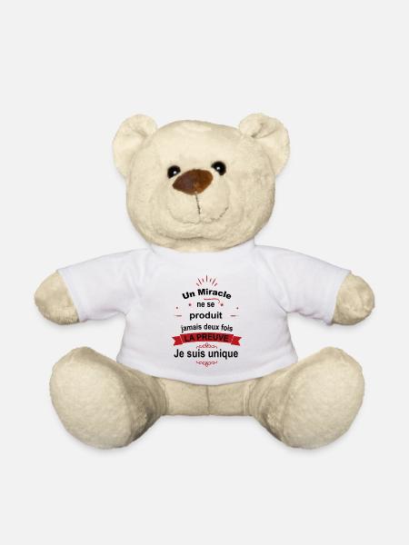 Citation Drôle • Je suis Unique • Miracle Cadeaux - Nounours - blanc