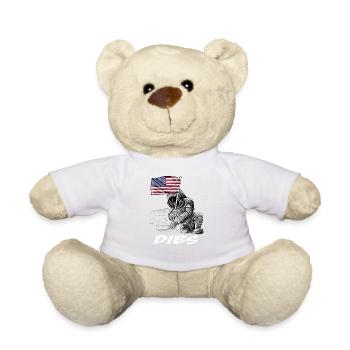 Dibs Flag On Moon Astronaut Space T Shirt - Teddy Bear - white - Front