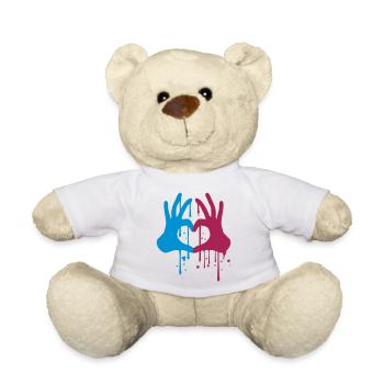 graffiti tropfen spray farbe 2 haende paar team ha - Teddy - Weiß - Vorne