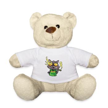 Katze Marihuana Weed Joint Kiffen Reggae Geschenk - Teddy - Weiß - Vorne