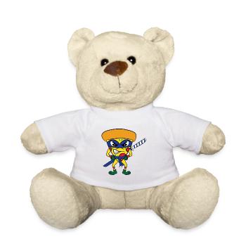 Tshirt "Ninja Pizza" succulent et féroce Cadeau - Nounours - blanc - Devant