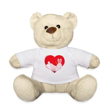 Hase Kaninchen Hasenliebe Herz Haustier Geschenk - Teddy - Weiß - Vorne