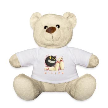 Bowling Bowler Bowling Ball Pins Strike Gift - Teddy Bear - white - Front