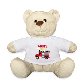Où est le feu de pompier pompier garçon - Nounours - blanc - Devant
