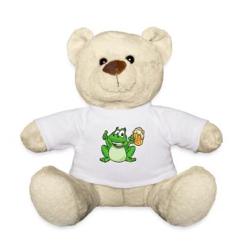 Frosch der Bier trinkt Cartoon lustig Cartoon - Teddy - Weiß - Vorne