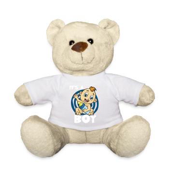 IT S A BOY Bébé Garçon Fils Fiole Naissance Enfant - Nounours - blanc - Devant