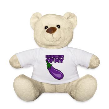 Aubergine | Aubergine funnynt - Nounours - blanc - Devant