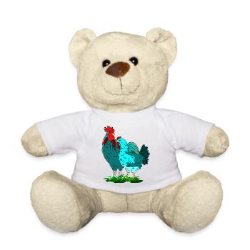 Bunte Hahnen- und Huhn-Kombination - Teddy - Weiß - Vorne