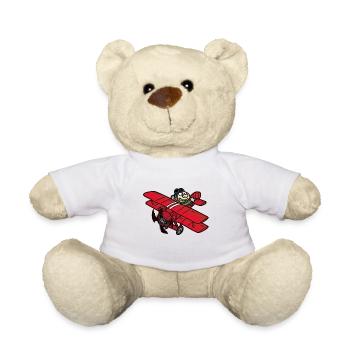 Roter Baron Pilot Flugzeug Doppeldecker Flieger - Teddy - Weiß - Vorne