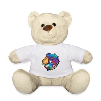 Lion's head colorful animals drawing - Teddy Bear - white - Front