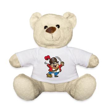 funny pirate treasure chest sabre hook hand - Teddy Bear - white - Front