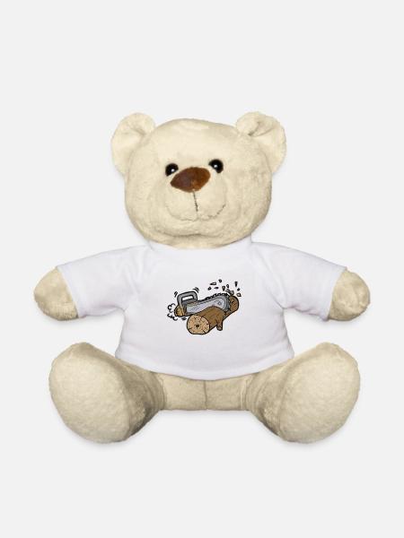 Kettensäge Wald Holz Säge Förster Forstwirt - Teddy - Weiß