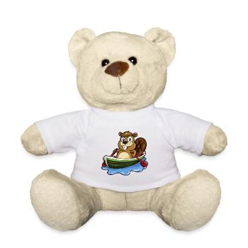 Biber im Boot Nagetier Cartoon Geschenk Comic - Teddy - Weiß - Vorne