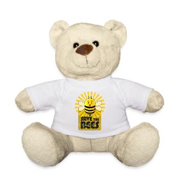 Save the Bees T-Shirt, Save the bees from used look - Teddy Bear - white - Front