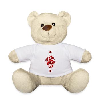 Awesome red Chinese dragon - Teddy Bear - white - Front