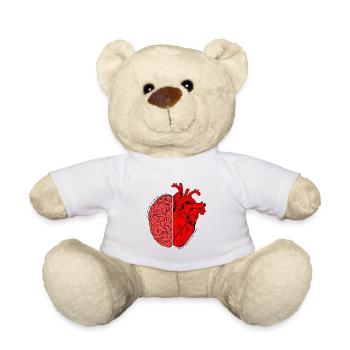 With the brain You think with the heart You feel - Teddy Bear - white - Front