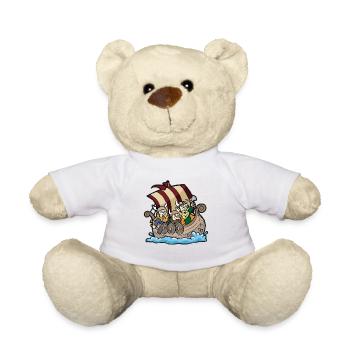 Wikinger auf einem Wikingerschiff Boot Geschenk - Teddy - Weiß - Vorne