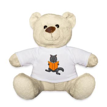 Chat chat livre lire le livre de rat de bibliothèque cadeau - Nounours - blanc - Devant