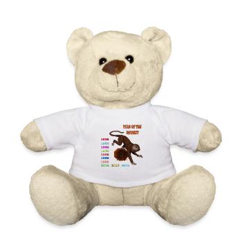 Jahr des Affen Geschenkidee mit Tierzeichen Fans - Teddy - Weiß - Vorne