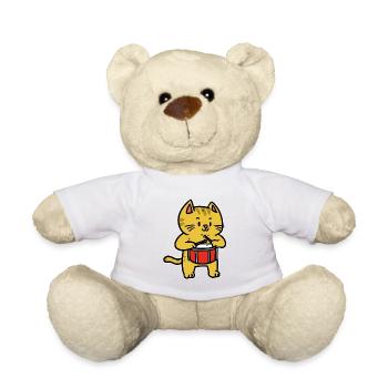 Musique Chat Instrument Tambour Bruit Enfant - Nounours - blanc - Devant