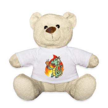 Kleiner Drache grillen Hähnchen hunger Dino KInd - Teddy - Weiß - Vorne