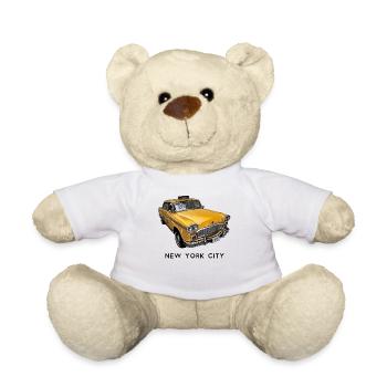 New York City Classic Yellow NYC Checker Taxi Cab - Teddy Bear - white - Front