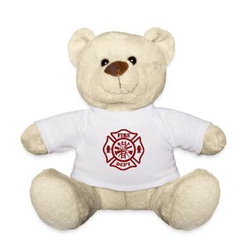 Fire Dept. with ladder - fire brigade with ladder - Teddy Bear - white - Front
