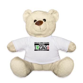 1N23456 Motorcycle Circuit One Down Rest Is Up - Teddy Bear - white - Front