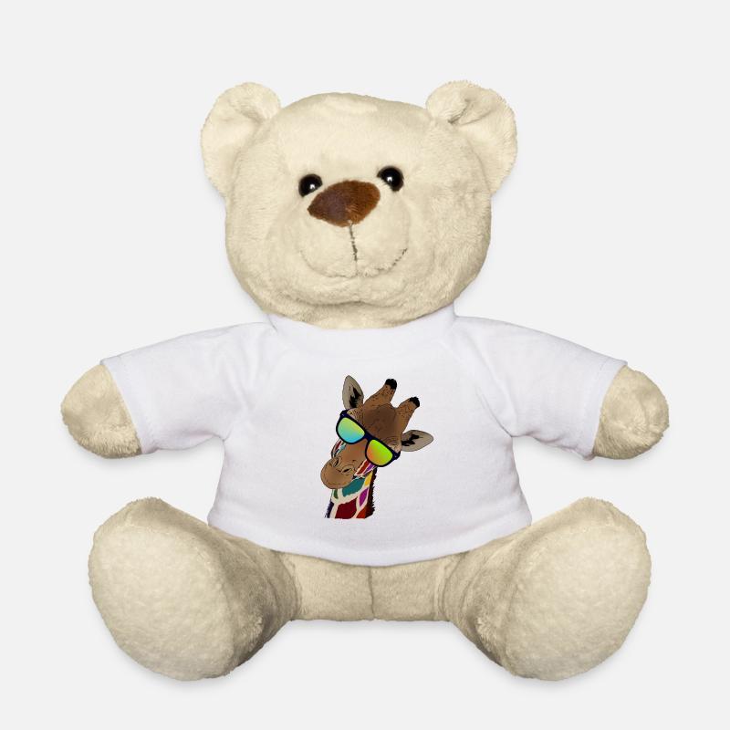 Regenbogen Giraffe mit Sonnebrille Geschenkidee - Teddy - Weiß