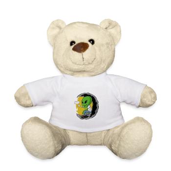 Alien Cigarette Smoking Weed Weed - Teddy Bear - white - Front