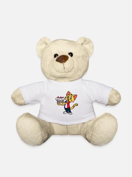 Chat français et gâteau français chaton et Cak - Nounours - blanc