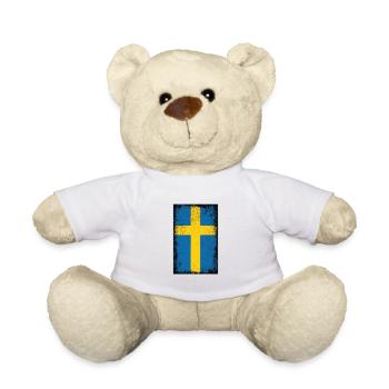 Suède Drapeau suédois Vintage Drapeau suédois - Nounours - blanc - Devant