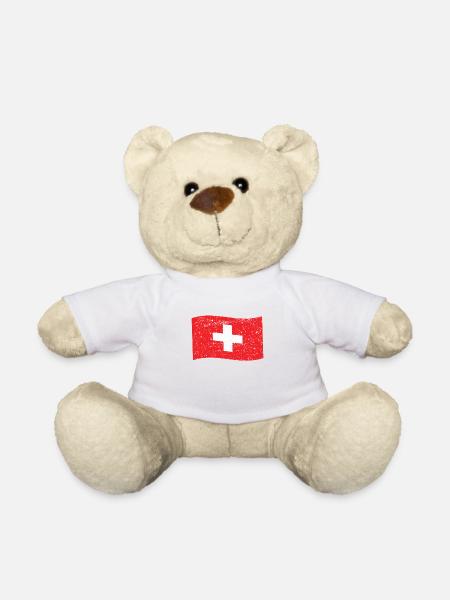 Switzerland Swiss Flag Switzerland Swiss Flag CH - Teddy Bear - white