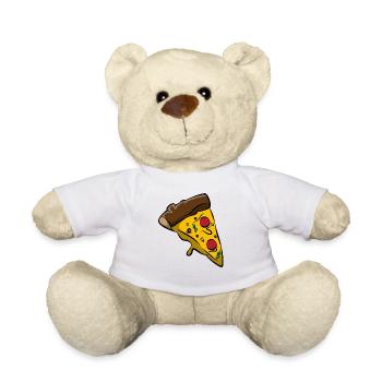 Pizza Pizzer Pizzeria Italien Salami Käse Geschenk - Teddy - Weiß - Vorne