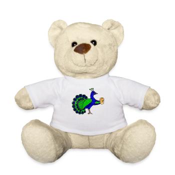 Pfau Bier Bierkrug Lustig Party Feier Geschenk - Teddy - Weiß - Vorne