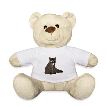 cute sitting raccoon gift for raccoon fan - Teddy Bear - white - Front