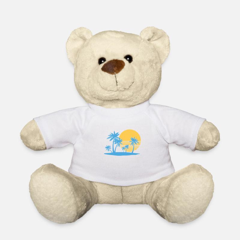 Palm Tree Island 80`s retro summer palm island - Teddy Bear - white