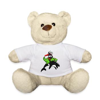 Ours de panda de dinosaure T-Rex chevauchant une baleine orque - Nounours - blanc - Devant