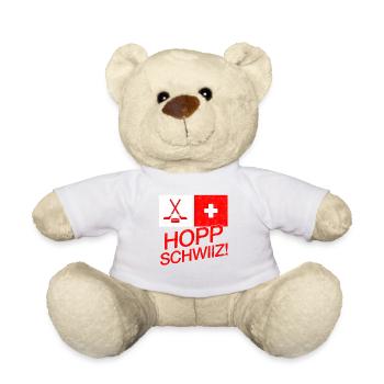 Eishockey Schweiz Hopp Schwiiz Swiss Geschenk - Teddy - Weiß - Vorne