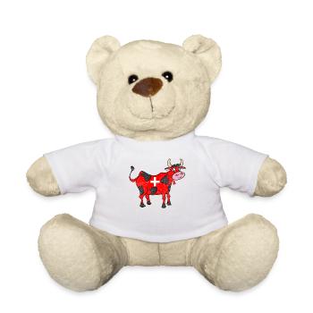 Schweizer Kuh Kreuz süß Geschenk - Teddy - Weiß - Vorne