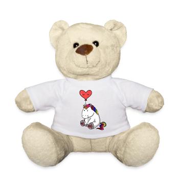 Licorne avec ballon coeur - Nounours - blanc - Devant