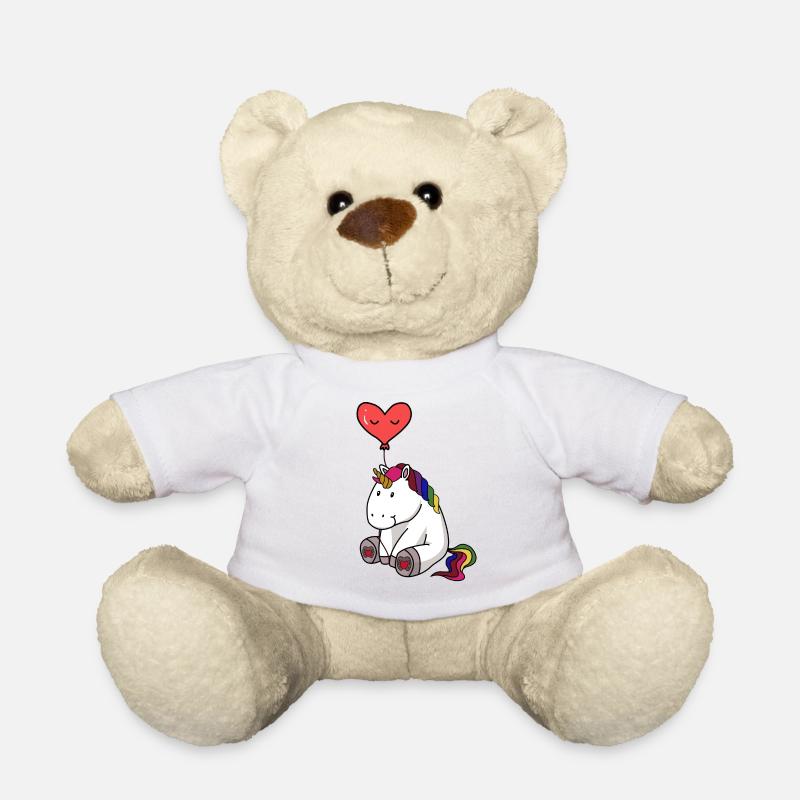 Einhorn mit Herzluftballon - Teddy - Weiß