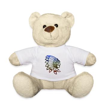 Indian Warrior Indian with feathers chieftain - Teddy Bear - white - Front