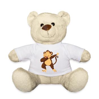 Dab monkey animals dancing funny cartoon character daben lol - Teddy Bear - white - Front