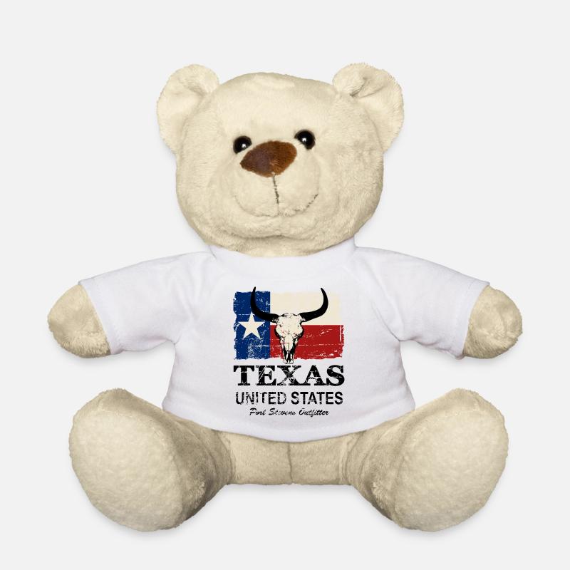 Texas Bull Flag - Vintage Look - Teddy - Weiß