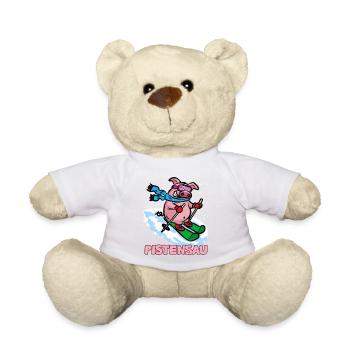 Pistensau Pisten Sau Ski fahrendes Schwein - Teddy - Weiß - Vorne