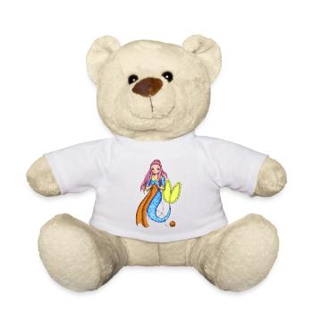 Mermaid Knitting Crochet Needlework Gift - Teddy Bear - white - Front