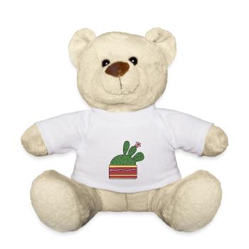 Cactus WIth Beautiful Flower - Teddy Bear - white - Front