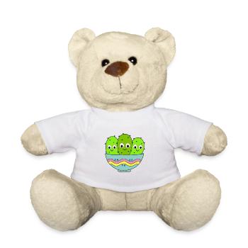 Bouquet de cactus mignon dans un bol - Nounours - blanc - Devant